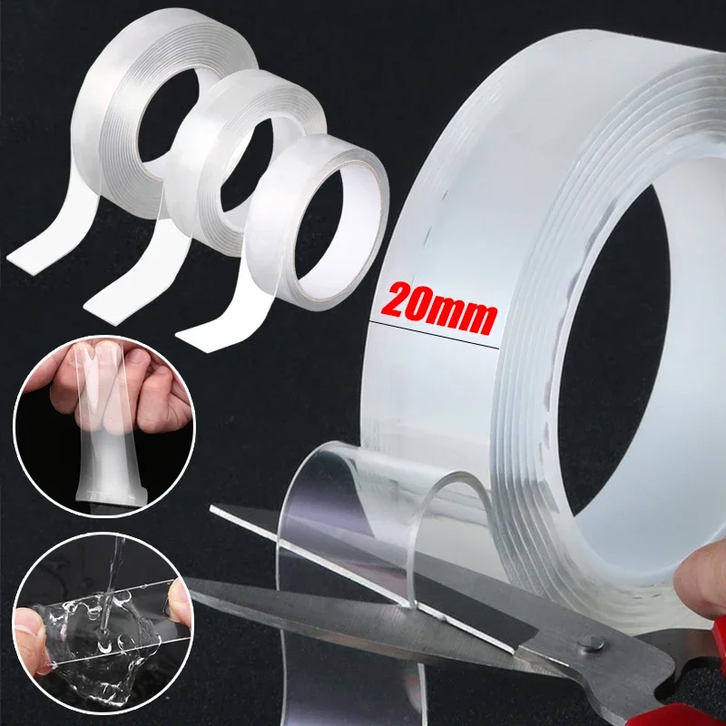 1/3/5M Nano Tape Double Sided Waterproof Adhesive Tape Transparent Reusable Double Sided Sticky Tape Wall Sticker Cleanable Tool