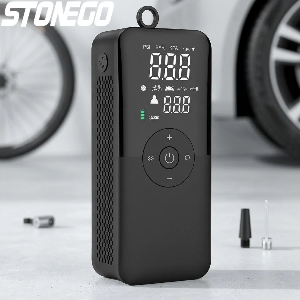 

Перезаряжаемый портативный беспроводной цифровой воздушный насос-компрессор для автомобиля, мотоцикла, велосипеда, мячей, с манометром для измерения давления в шинах