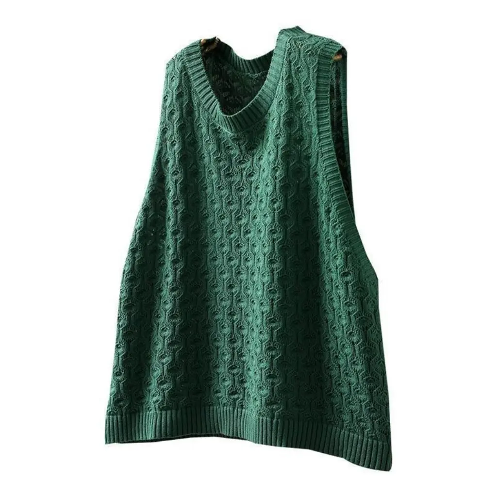 

Women's Hollow Jacquard Knitted Pullover Vest Loose Casual Fashion for Autumn