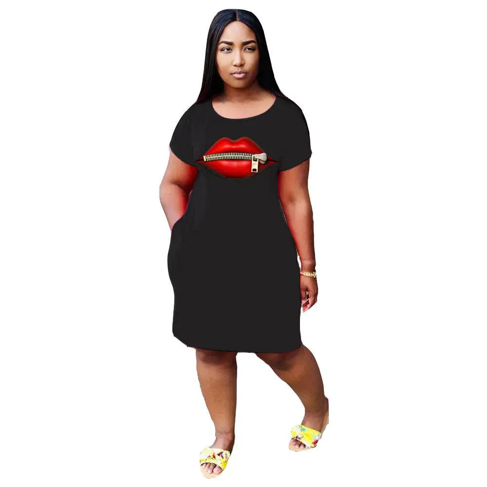 Plus Size Women Short Sleeve O-Neck Loose Casual Dresses T Shirt Dress Women Short Dress Hip Hop Queen Printed Long T Shirt Loos