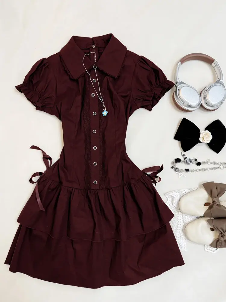 

Coalfell Vintage Wear College Short Sleeve Shirt Dress Bow Embellished Design Girly Vintage Dresses