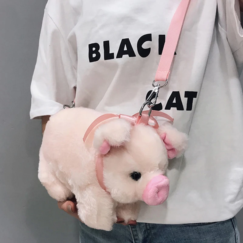 

Korean Pink Piglet Plush Bag Crossbody Bag Large Capacity Lady Shoulder Bag Cartoon Ins Cute Doll Messenger Bag Handbags