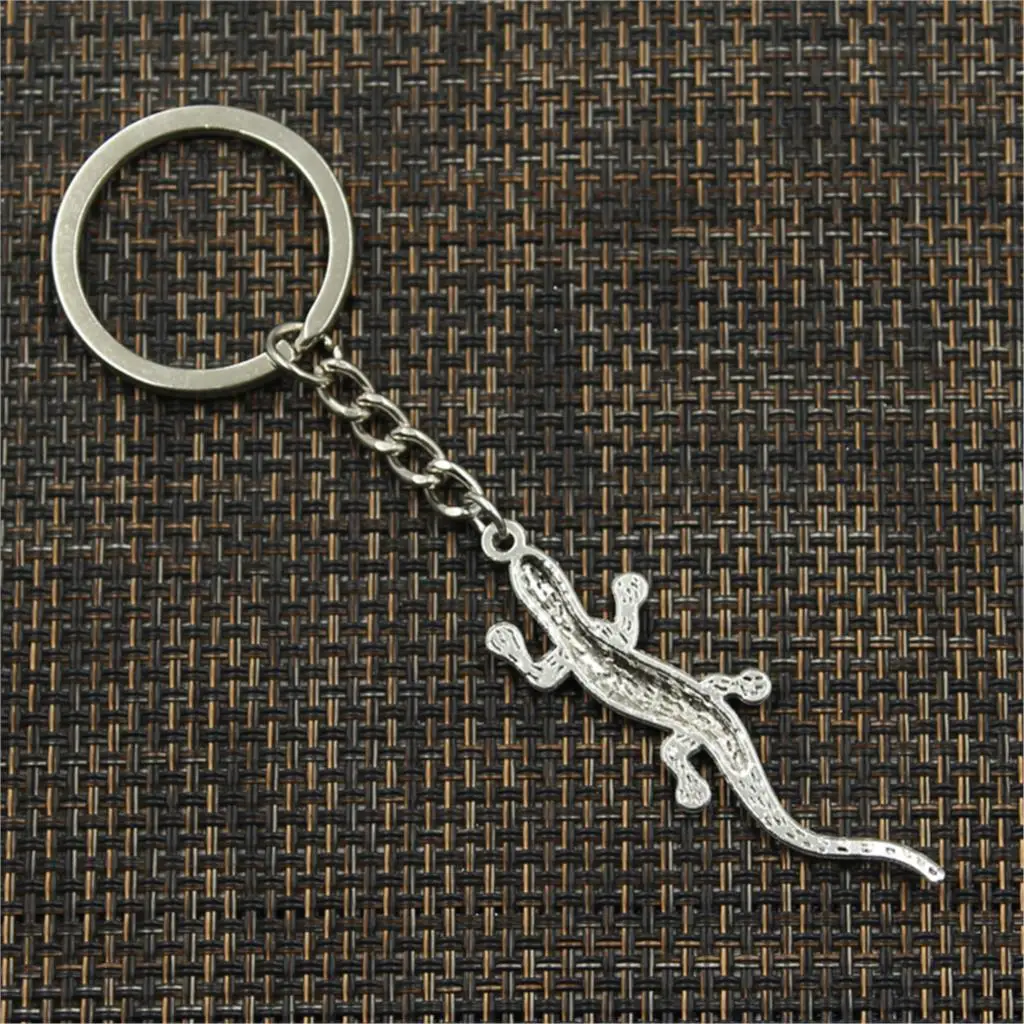 Fashion Keychain 56x15mm Lizard Gecko Pendants DIY Men Jewelry Car Key Chain Ring Holder Souvenir For Gift