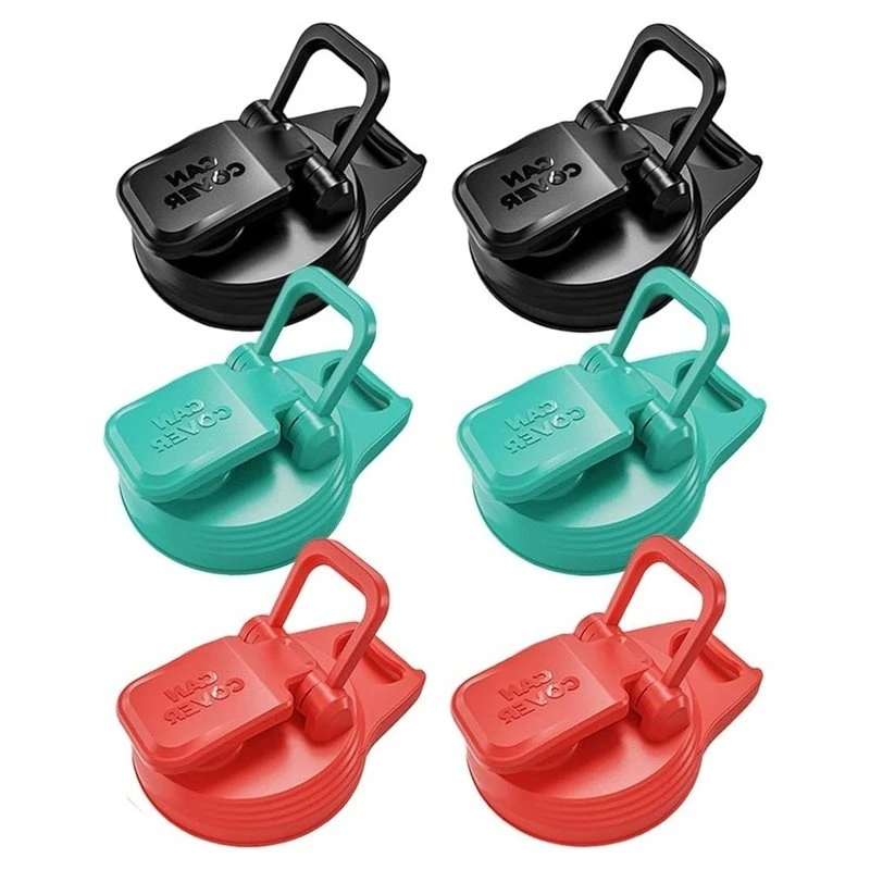AFOURT-6Pack 2-In-1 Soda Can Lids Soda Can Openers Reusable Can Covers Helps Open And Keep Drinks Freshes For Soda, Beer Drinks