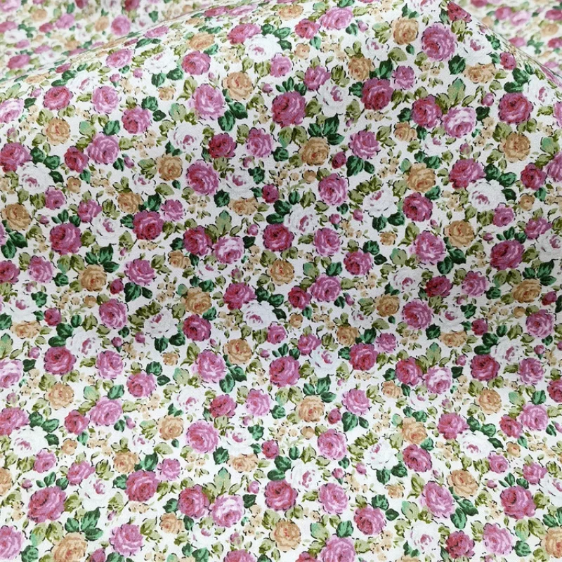 160x50cm Pastoral Flowers Small Floral Bright Yellow Cotton Twill  Bedding Dress Handmade Shell Fabric Sewing Fabric