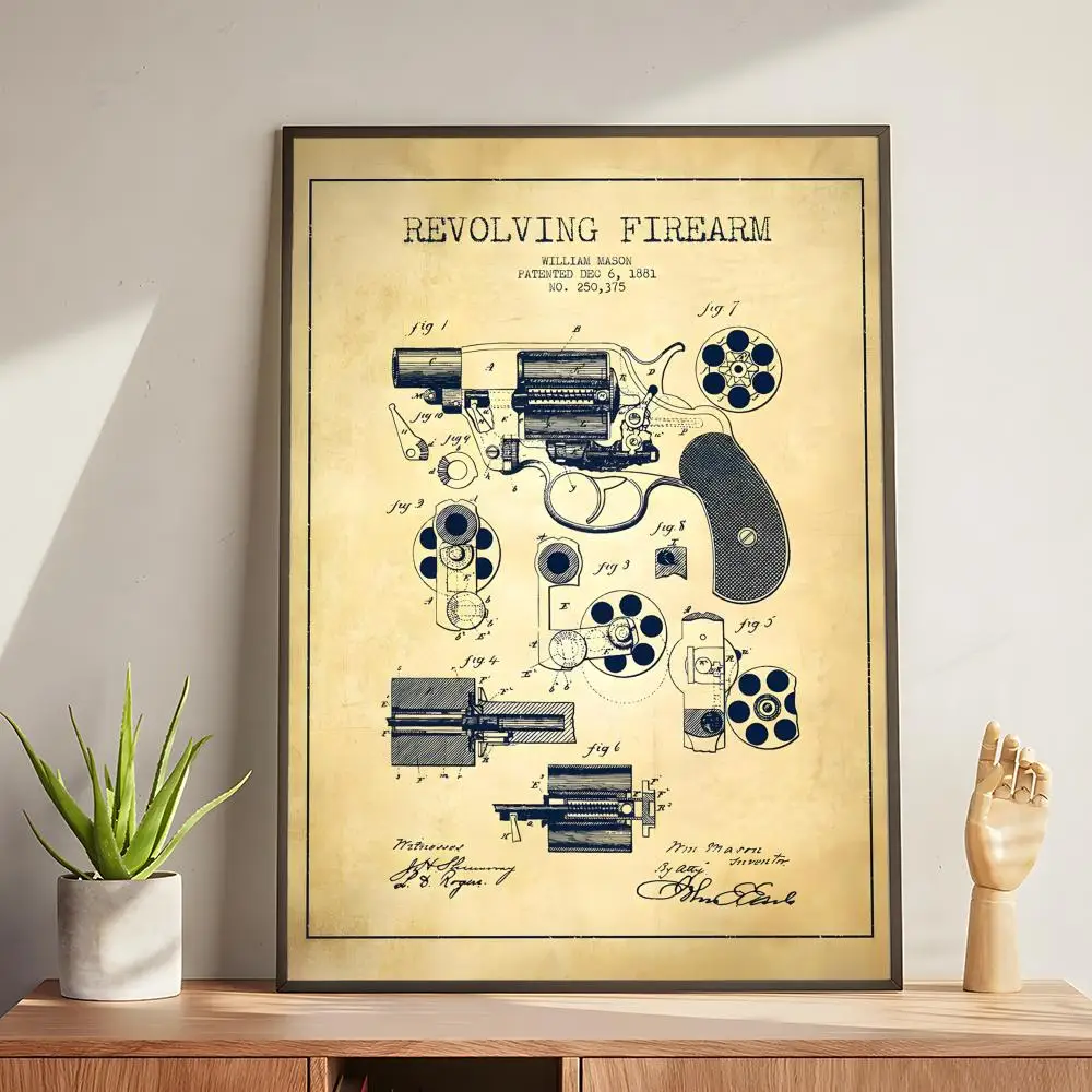 Ретро винтажный постер с оружием и пистолетом, многоцелевой настенный рисунок для гостиной, спальни, офиса, прихожей, бара, декор, идея подарка