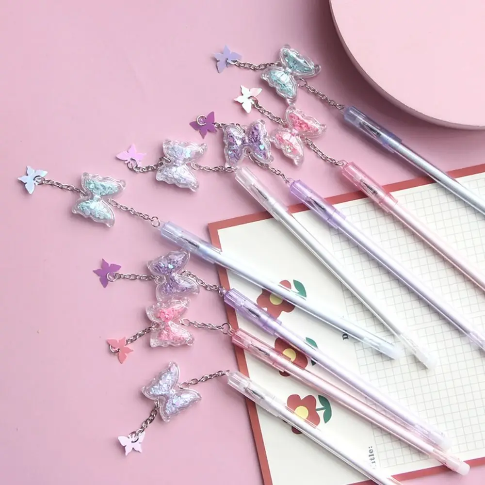 

Kawaii Butterfly Pendant Neutral Gel Pens Quick-Drying Writing Smoothly Signature Pen Unique Black Ink Ballpoint Pen Student