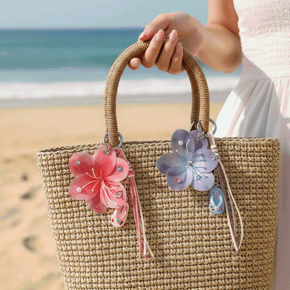 Handmade Braided Flower Key Chain Simulated Resin Colorful Gradient Woven Bag Charm Sweet Girlish Lightweight Durable