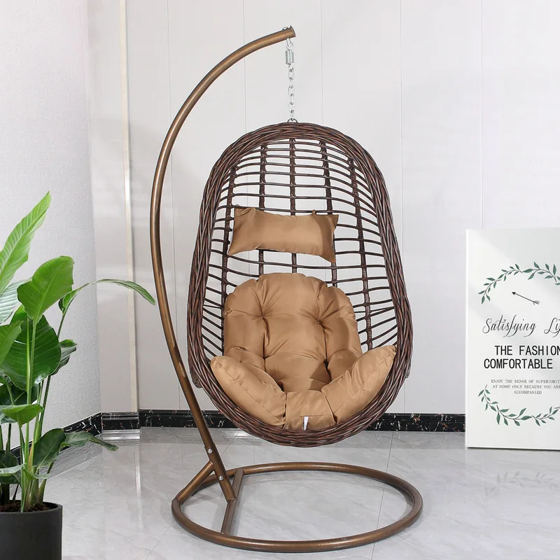 Single thick rattan hanging basket Indoor living room hanging casual swing Household balcony thick rattan woven bird's nest