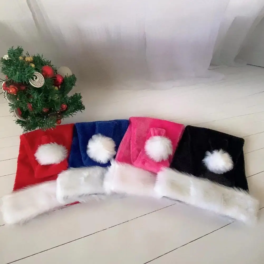 Adult Santa Hat Festive Santa Hat for Adults Velvet Comfort Xmas Holiday Party Decor Extra Thicken New Year Festive Headwear New