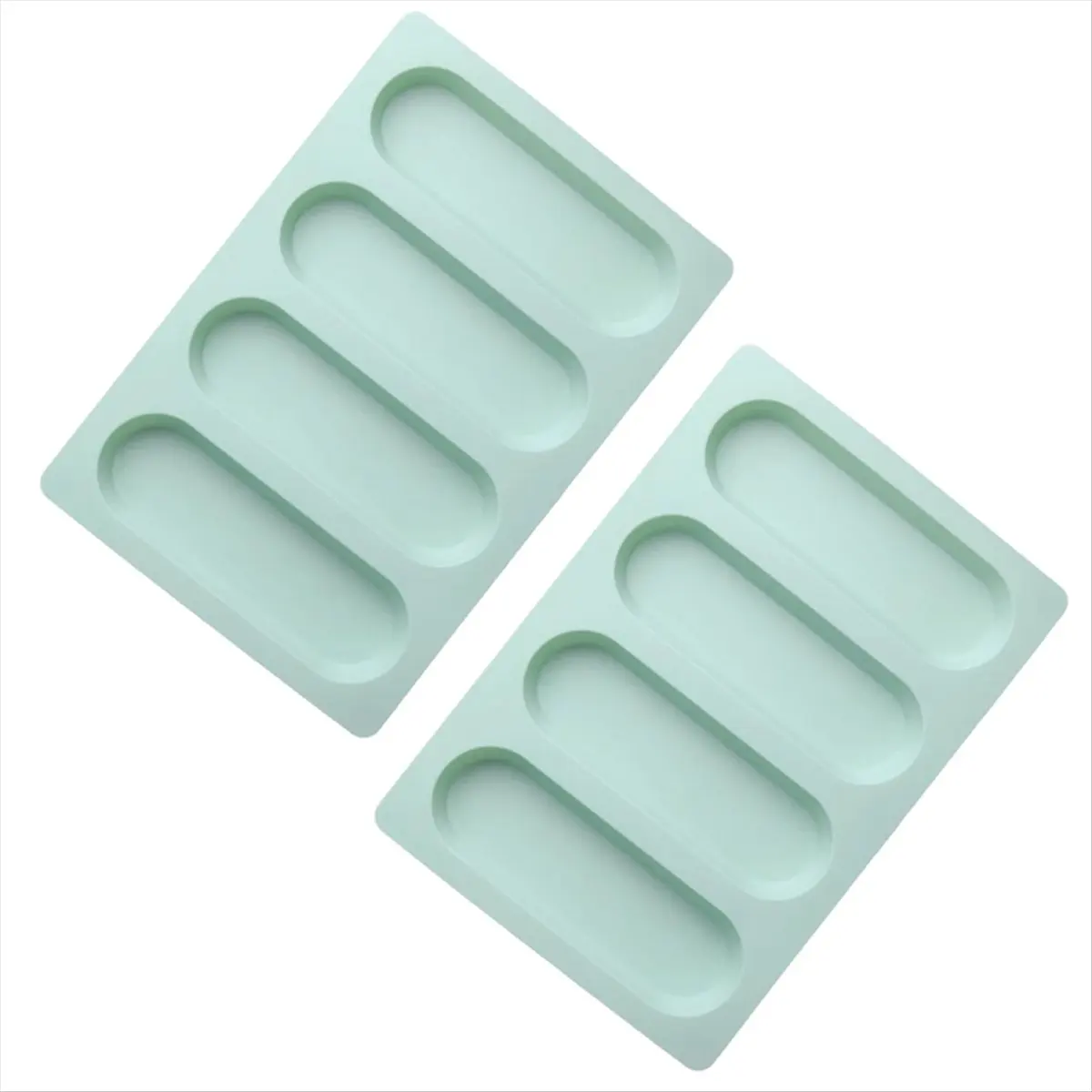 A72P Hot Dog Bun Pan, Silicone Hot Dog Bun Mold Non-Stick Bread Form Mini Rectangular Sandwich Baking Tray Hot Dog Bun Rolls
