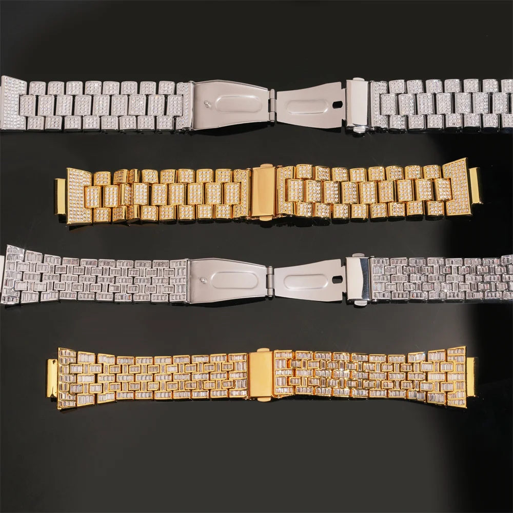 Icedminer Iced Out Watch Band For CAS** Watch Series Brass Baguettes Zircon Colorful Ice Wrist Band Free Shipping