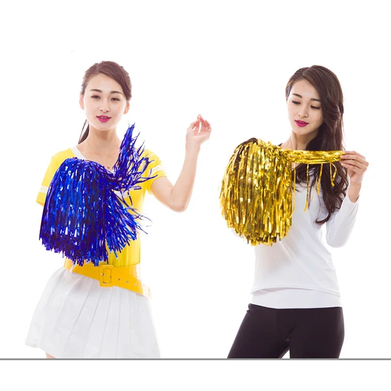 2pcs/lot Colorfast Metallic Streamer Pompoms Cheerleading Cheerleader pompom ball cheering dance pom aerobics sports item Supply