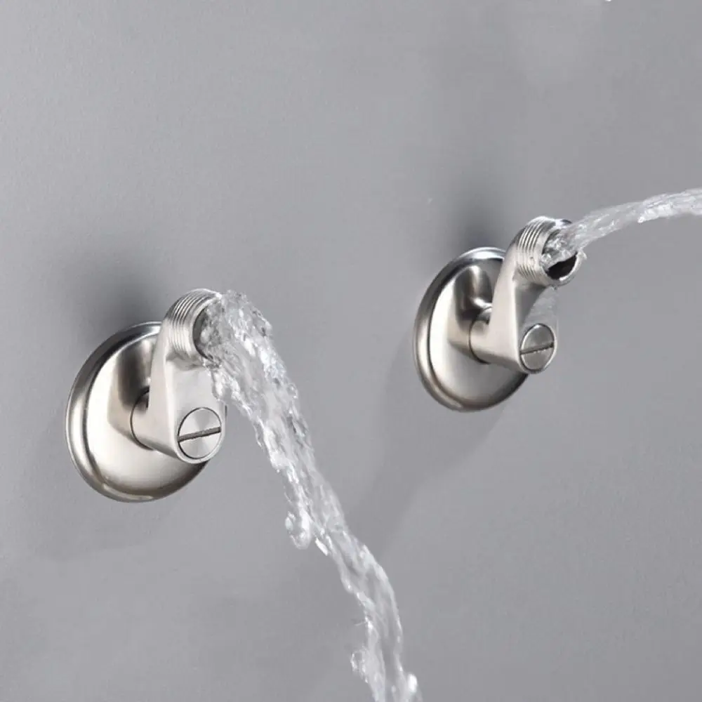 

Смеситель для душа и ванны из нержавеющей стали 304, матовый никель, твердая латунь, угловой клапан, изогнутая ножка, регулируемый угол