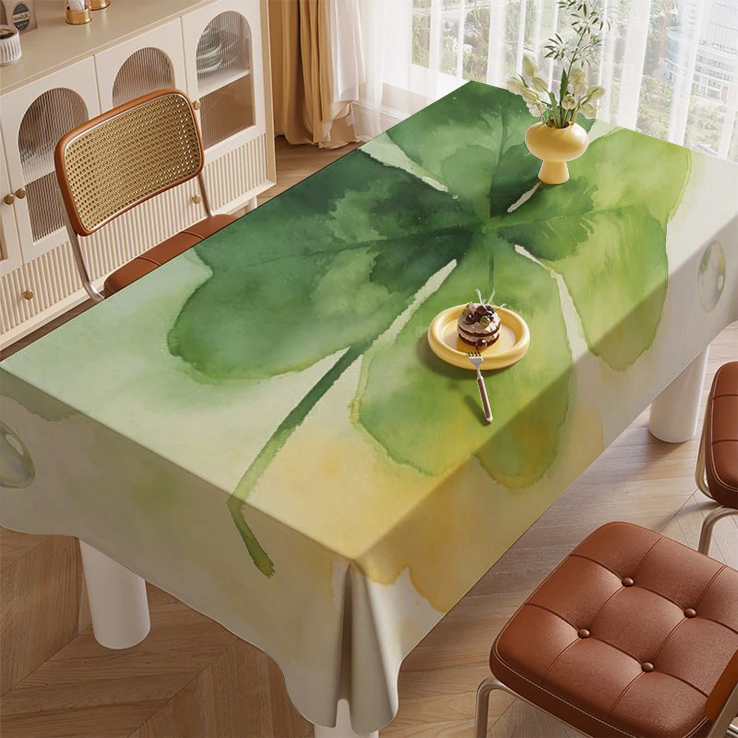 2D Watercolor Four-Leaf Tablecloth Restaurant Kitchen Tablecloth Living Room Home Decoration Rectangular Party Decoration