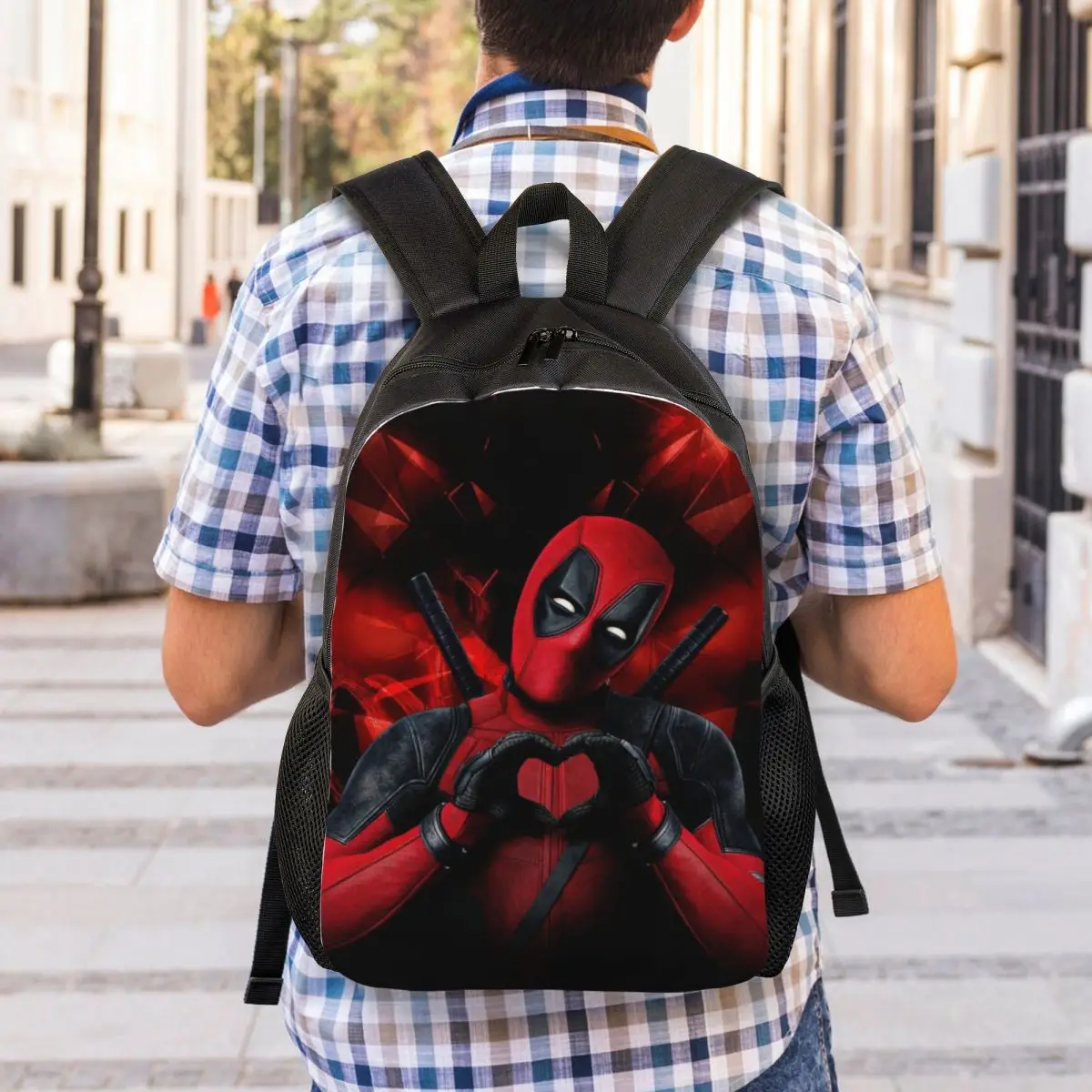 Custom Funny Superhero Comics Deadpools Love Backpack for Men Women College School Student Bookbag Fits 15 Inch Laptop Bags