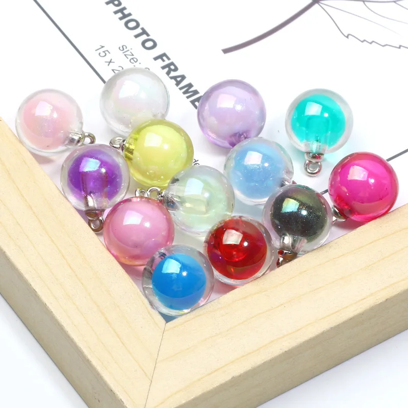 Colored Round Balls Beads Necklaces 16x20mm Acrylic Pendants Beads For Jewelry Making DIY Jewelry Keychain Earrings Accessories