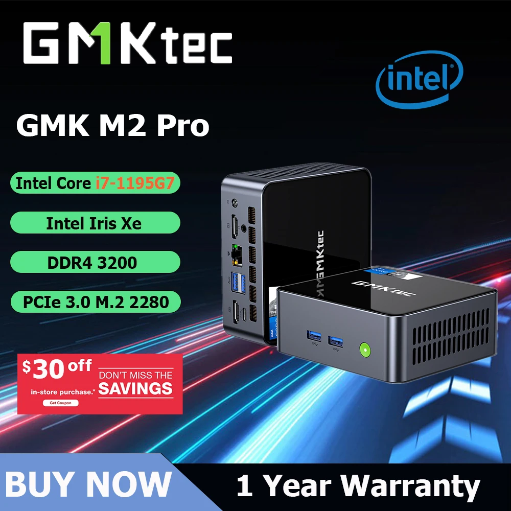 Игровой мини-ПК GMKtec M2 Pro, Intel Core i7-1195G7, 4 ядра, 8 потоков, 16/32 ГБ DDR4, 512 ГБ/1 ТБ SSD, компьютер, мини-компьютер, игровой ПК