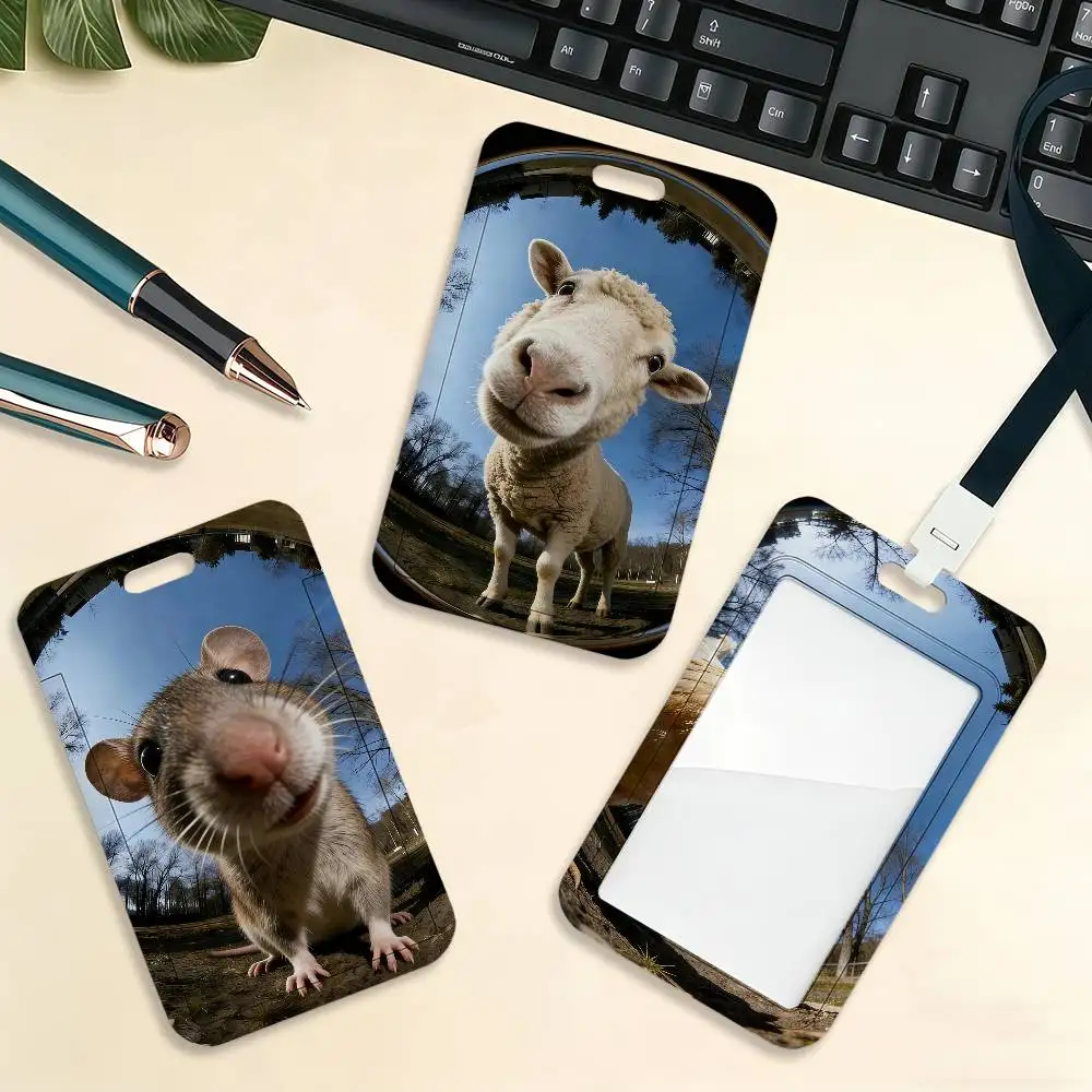 Funny Animal Camera Lens Meme Card Holder Cardcase Bus Subway Work Permit Student Lanyard Neck Straps Badge Holder Door Card