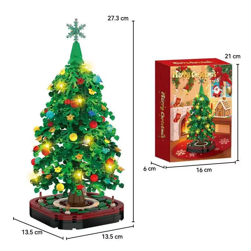 

377 PCS children's Christmas gift building blocks toys, Christmas tree desktop ornaments model assembly, Christmas decorations
