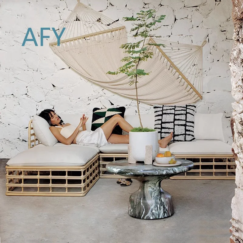Outdoor Wicker Sofa Set for Small Patio Balcony Garden Outdoor Living Room with Coffee Table for Compact Spaces for Indoor