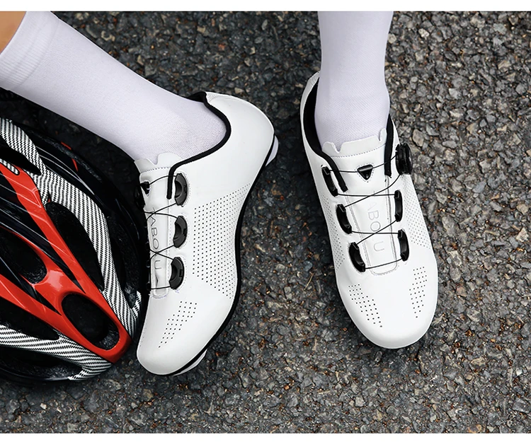 Rennradschuhe für Herren und Damen, Selbstverriegelnde Speed-Fahrradschuhe mit SPD-Klammern, Flacher Sohle für MTB-Radsport – Detail 16