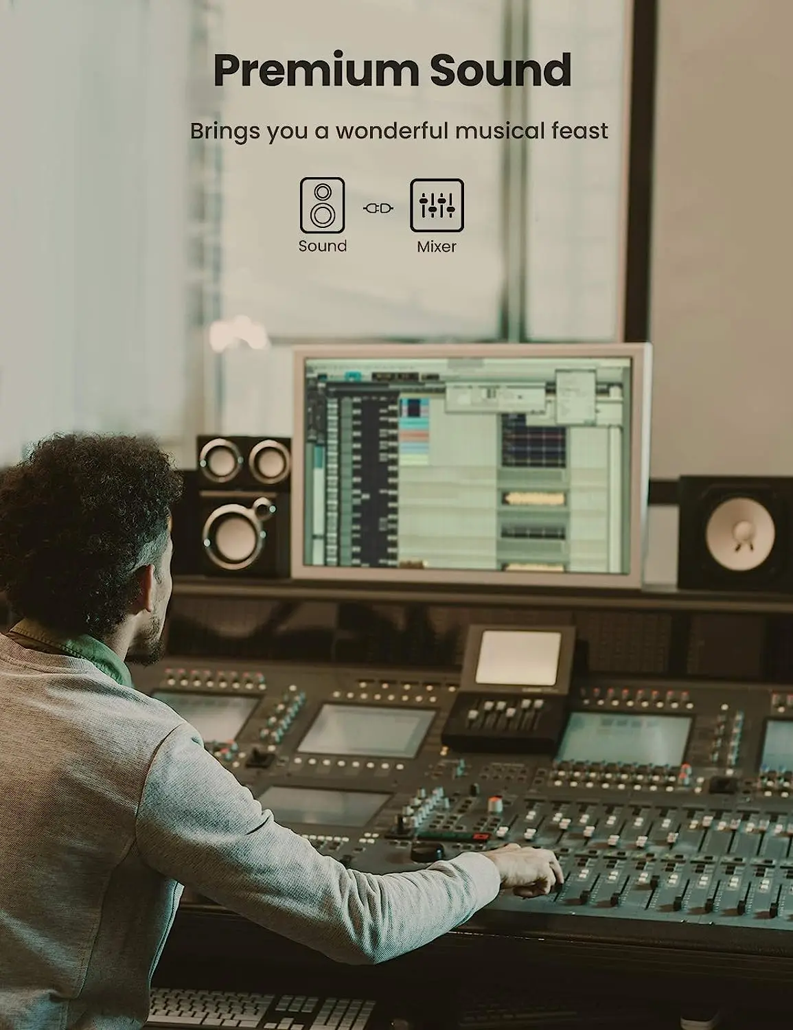 UGREEN RCA - 1/4インチアダプター、6.35mm - RCAジャックステレオオーディオ、1/4インチオス - RCAメスTSジャックプラグ