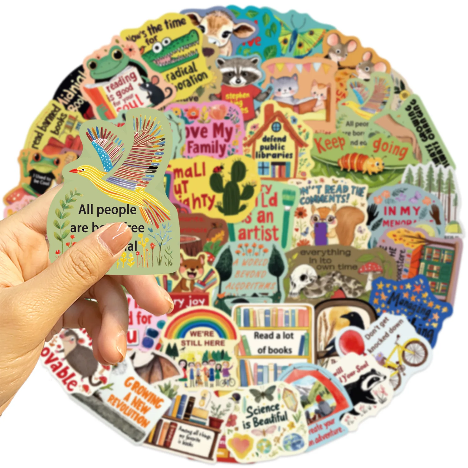 50 STKS Cartoon Europa Amerika Stijl Stickers Inspirerende Korte Zinnen Graffiti Decoratie Notebook Koffer Gitaar Decals