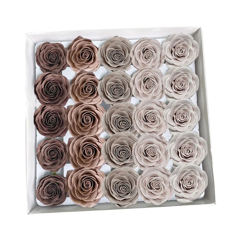 7Layers 6cm Soap rose flower head Bake brown 2024 new style DIY gift f Mother's day Birthday Valentine wedding baby shower favor