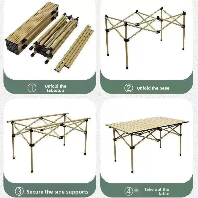 Portable Outdoor Folding Table And Chair Set Camping Egg Roll Table Home Yard Barbecue Stall Set up Quick Fold for Camping