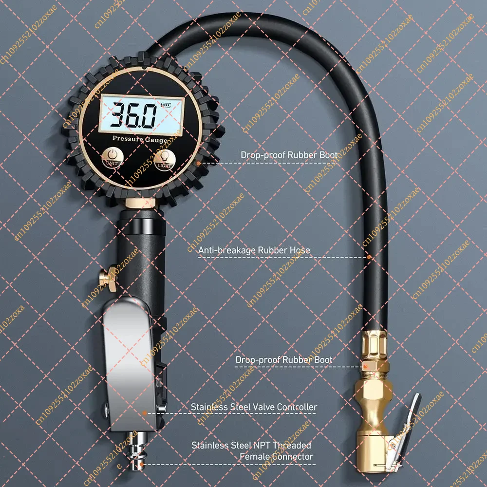 YF 250 PSI Digital Tire Pressure Gauge Air Chuck 0.1 Resolution Auto Inflator Compressor Accessories