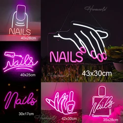 Nails Neon Sign Custom LED Lights Finger Shape Neon Decoration Lamp Wall Hanging Room Shop Party USB plug Dimmerable Gift