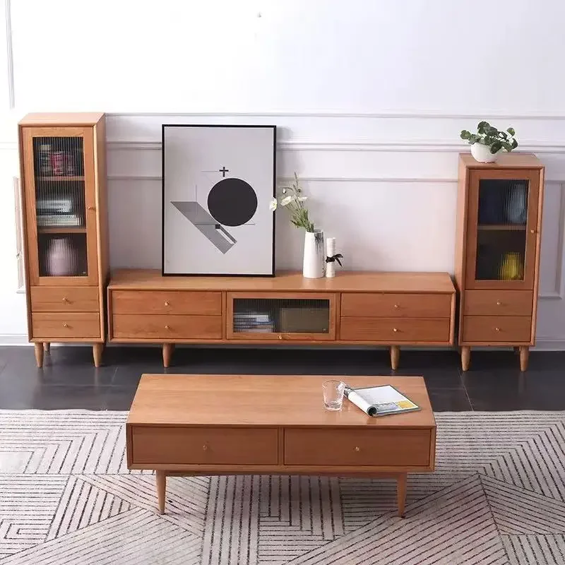 

Solid wood Nordic narrow cabinet Solid wood side cabinet Log cherry wood oak Japanese simple wine cabinet Household low bookcase