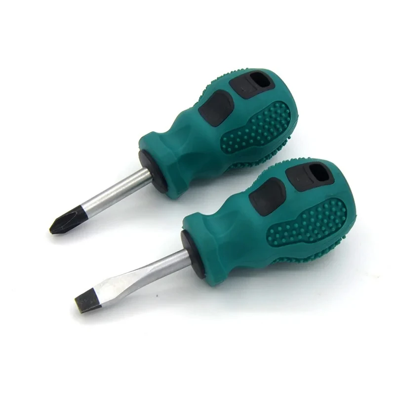 Schroevendraaierset met korte handgreep Magnetische mini draagbare radijskop Platte kruis Precisie Automotive Handmatig onderhoudsgereedschap