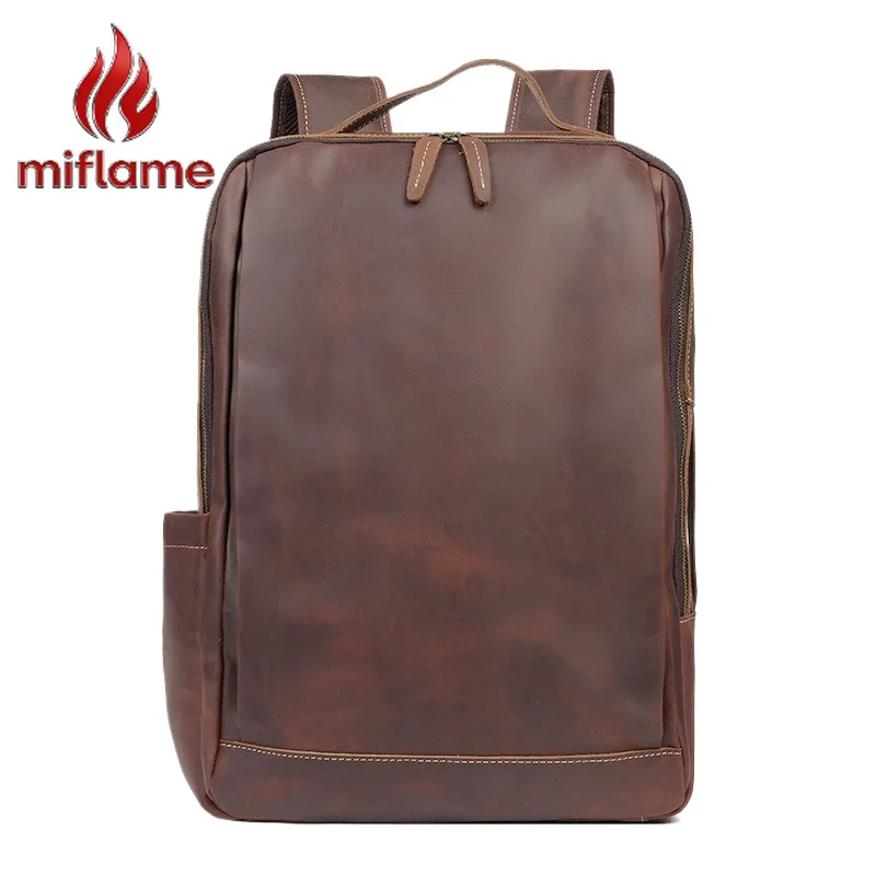 

Men's Vintage Genuine Crazy Horse Leather Backpack Rucksack Stylish Spacious for Travel Commuter Student School Office
