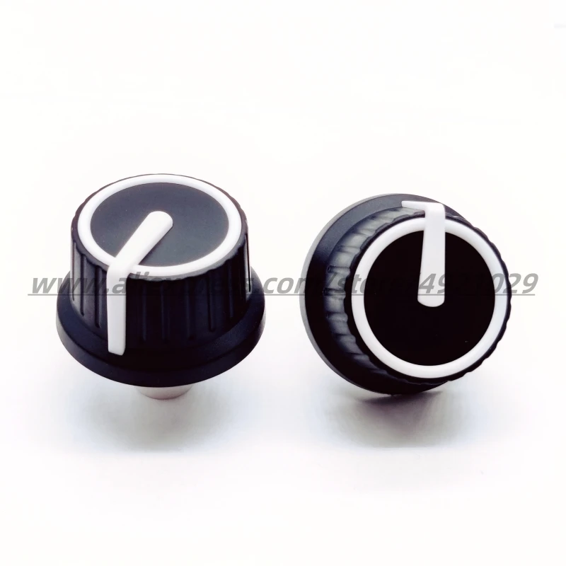 2Pcs Half Shaft Knob 25*25.5MM Black White Rubber Potentiometer Rotary Encoder Volume Switch Cap D Axis 6MM