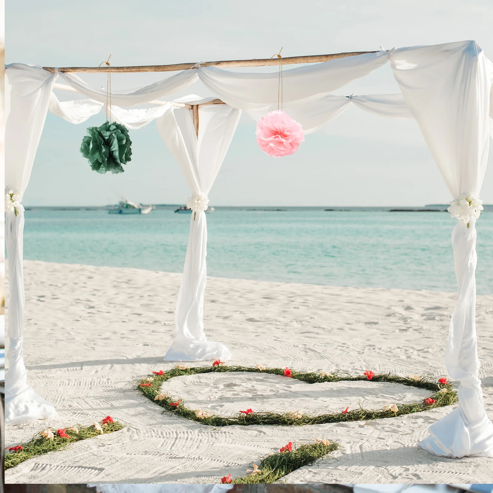 

12Pcs Tissue Paper Pom Poms Colorful White Pink Green Party Decor Hanging Paper Flower Balls Birthday Wedding Bridal Shower