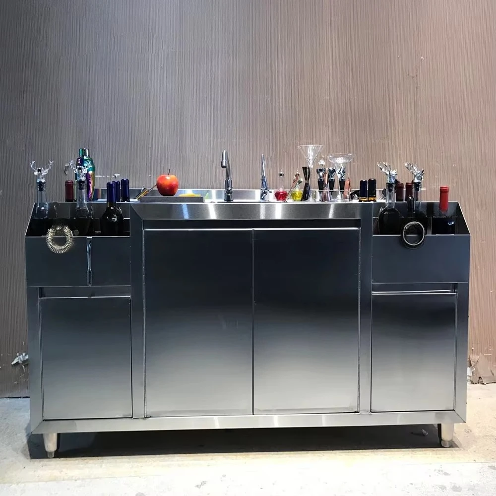 Cocktail Station Bar Stainless Steel Cocktail Table Mobile Bar Station Bartender Service Station