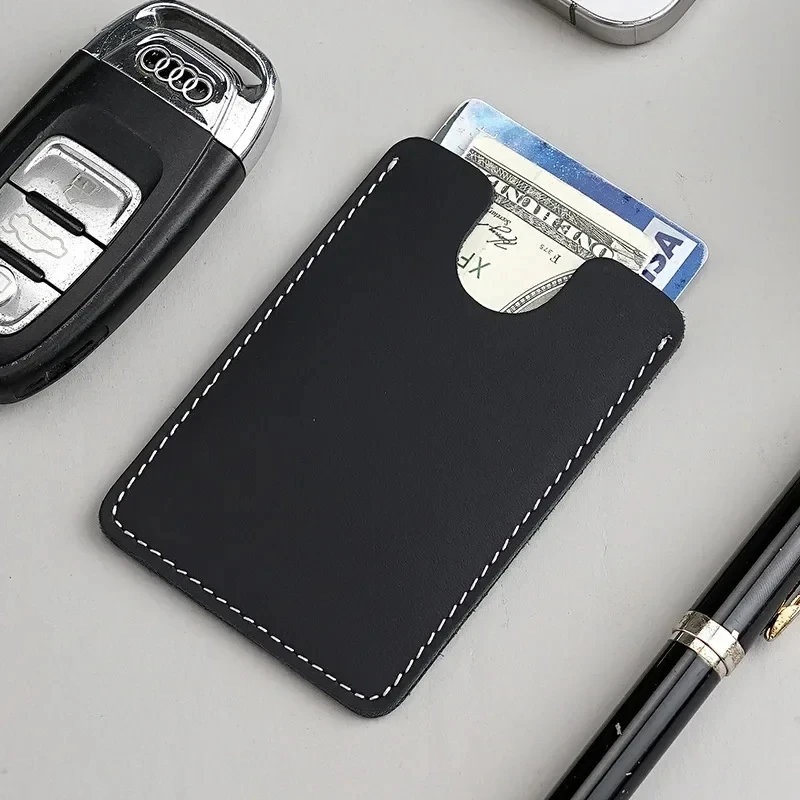 Ultra-Thin Mini Full-Grain Cowhide Leather Card Holder Wallets for Men Women Lightweight Soft Genuine Leather Credit Card