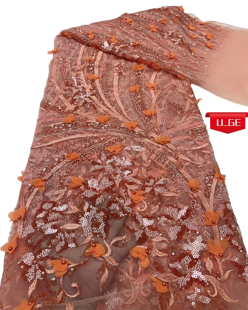 5 יארד 2025 האחרונה באיכות הטובה ביותר רקום רך מאוד רקומה 3D עם אבנים עבור שמלת כלה u_ge5368