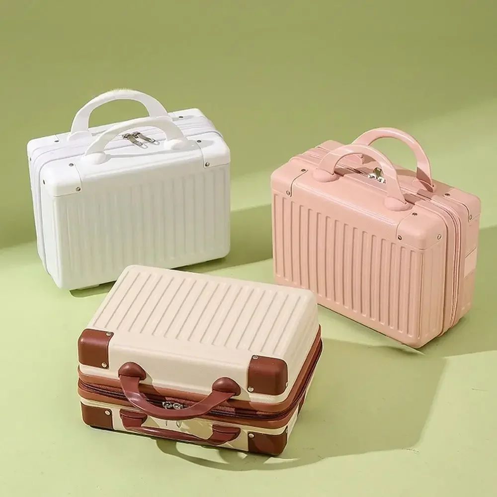 Retro Mini Travel กระเป๋าเดินทางกล่องเครื่องสําอางกระเป๋าเดินทางขนาดเล็กน้ําหนักเบารหัสผ่าน Boarding DN8-V