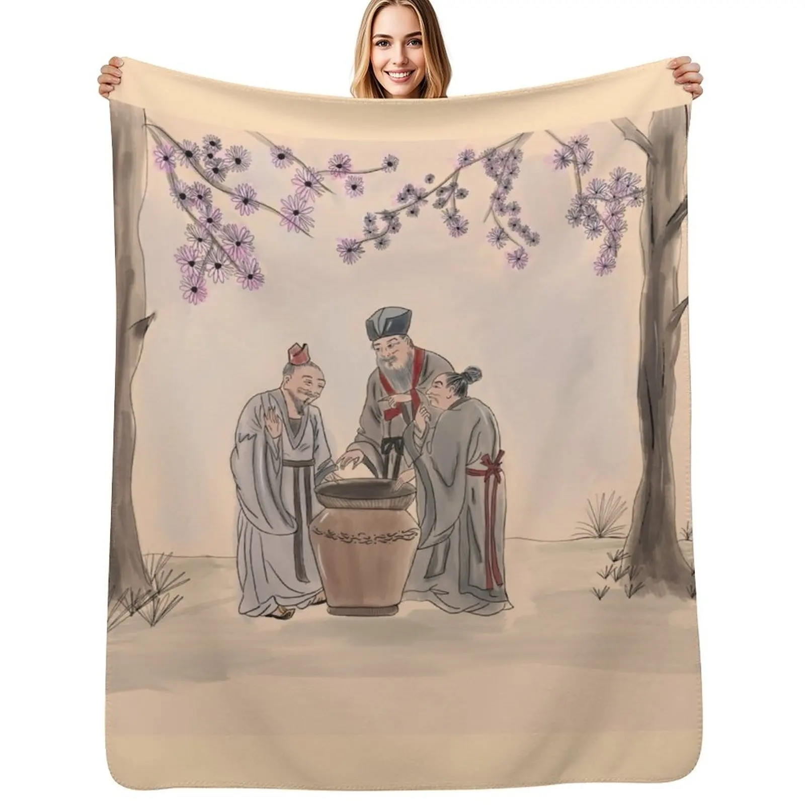 Three Vinegar Tasters Throw Blanket manga Single Bed Fashionable Tourist Moving Plush Blankets