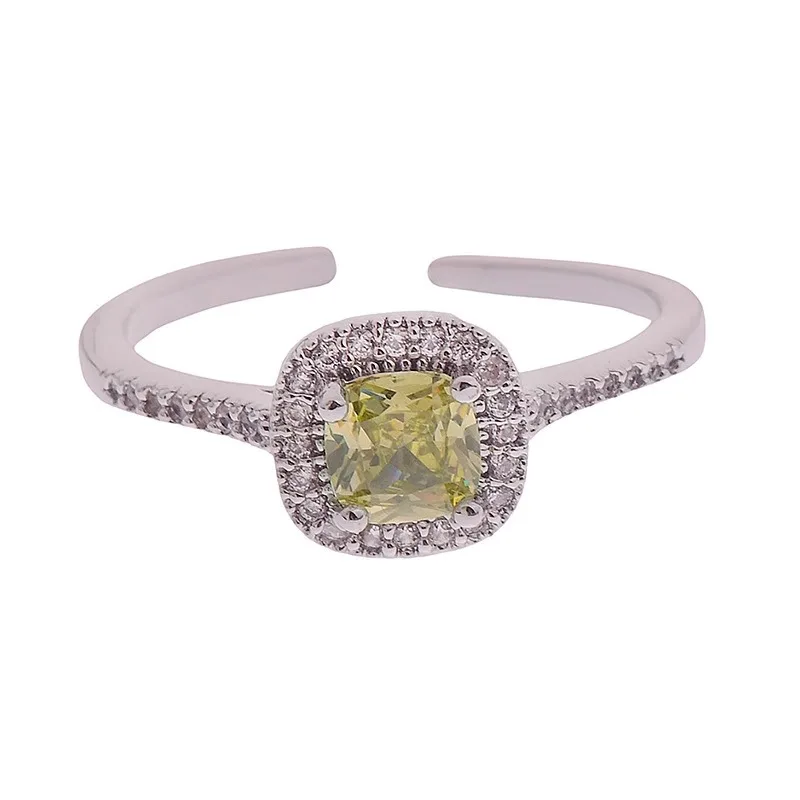 

Элегантный сверкающий изысканный комплект колец премиум-класса с микроинкрустацией оливково-зеленым цирконом во французском стиле ретро, регулируемый комплект колец