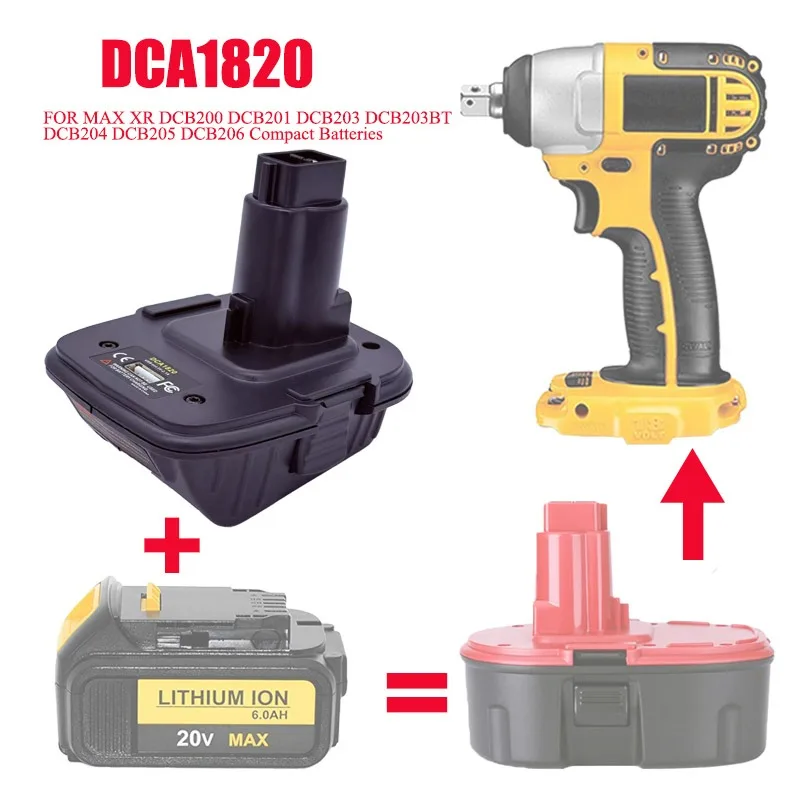 

DCA1820 Battery Adapter for Dewalt 18V Tools,Converter Converts for Dewalt 20V Lithium Ion Batteries To 18V Nickel Batteries