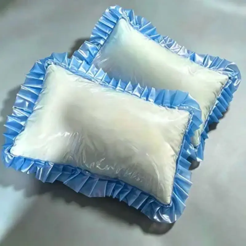 PVC Clear Ruffle Pillowcase Waterproof Stain Resistant Plastic Pillow Cover Soft Silent Smooth Couple Decor Bedroom Pillow Slip