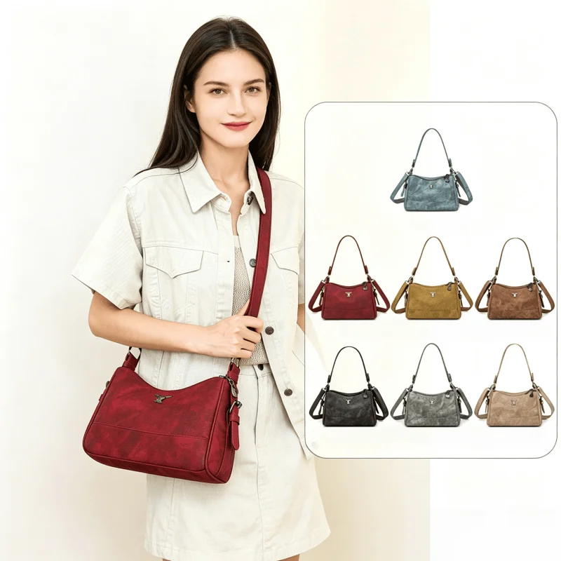 Women's Large Capacity PU Leather Crossbody Satchel Lightweight Tote Bag for Office Commute Fashionable Hobo Shoulder Bag