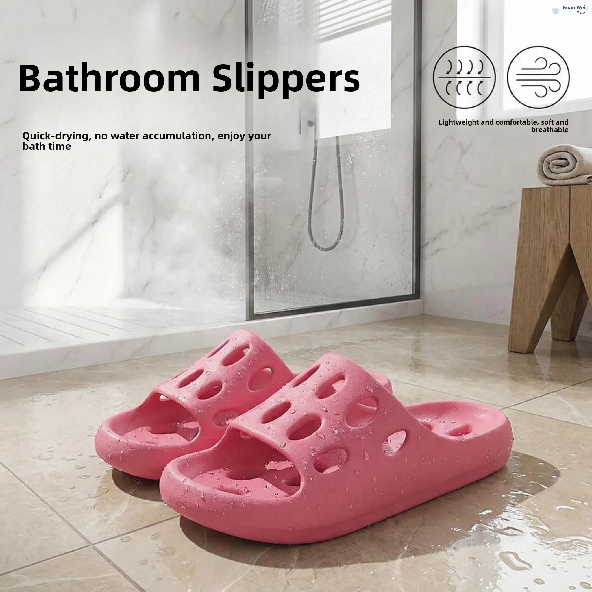 

Women's Summer Indoor Bathroom Anti-slip Hollow Quick-dry EVA Slippers Home Comfortable Slip-resistant Floor Slippers