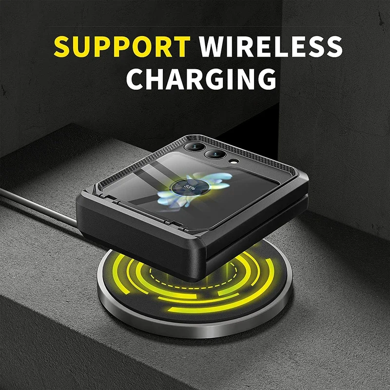 TONGATE Dual Layer Rugged Protective Cover with Rotatable Belt Clip Screen Hinge Protection Case for Samsung Galaxy Z Flip 5