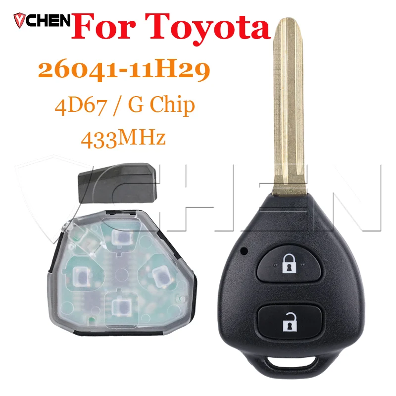 

Smart Remote Car Key Auto Fob For Toyota RAV4 Corolla Europe 2006 2007 2008 2009 2010 2 Buttons 433Mhz ID67 G Chip 26041-11H29