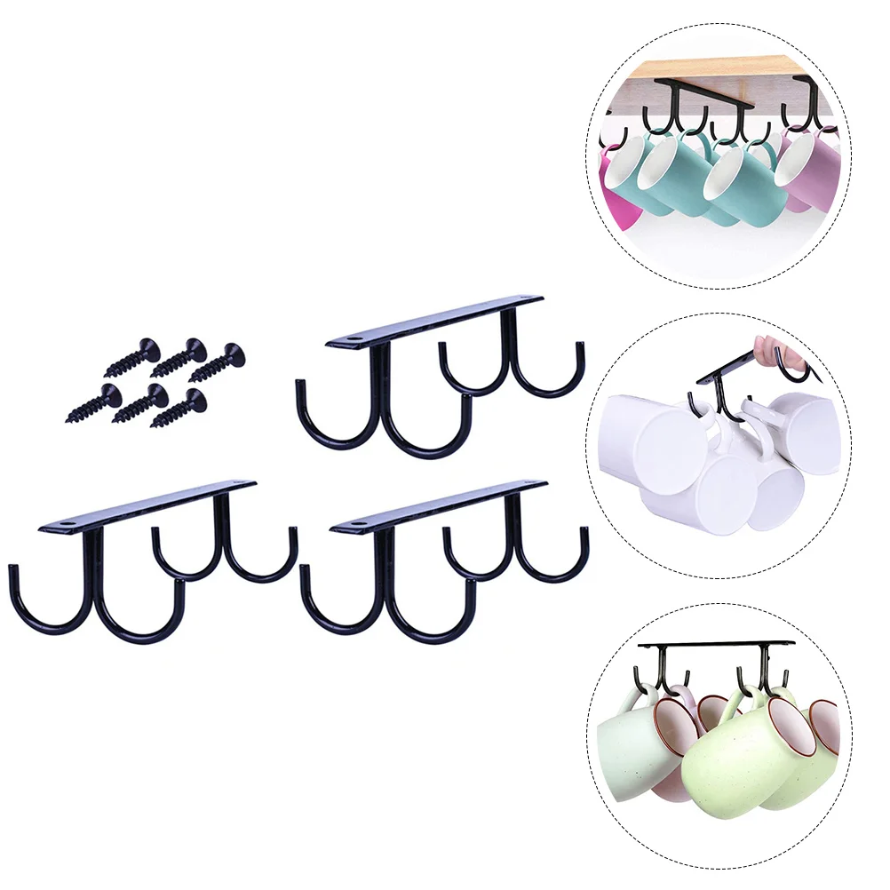 

3 Pcs Cup Holder Glass Rack Storage Vintage Drying Black Organizer Tumbler